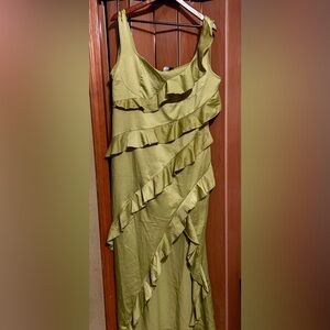 PrettyLittleThing Lime Layered Mini Dress